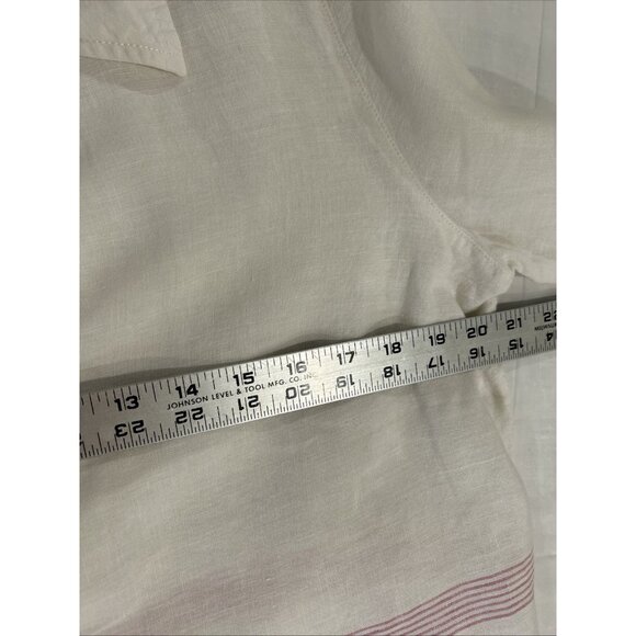 Sigrid Olsen Womens Blouse Tunic L Linen Pink White Stripe Pullover Beach - Picture 7 of 9